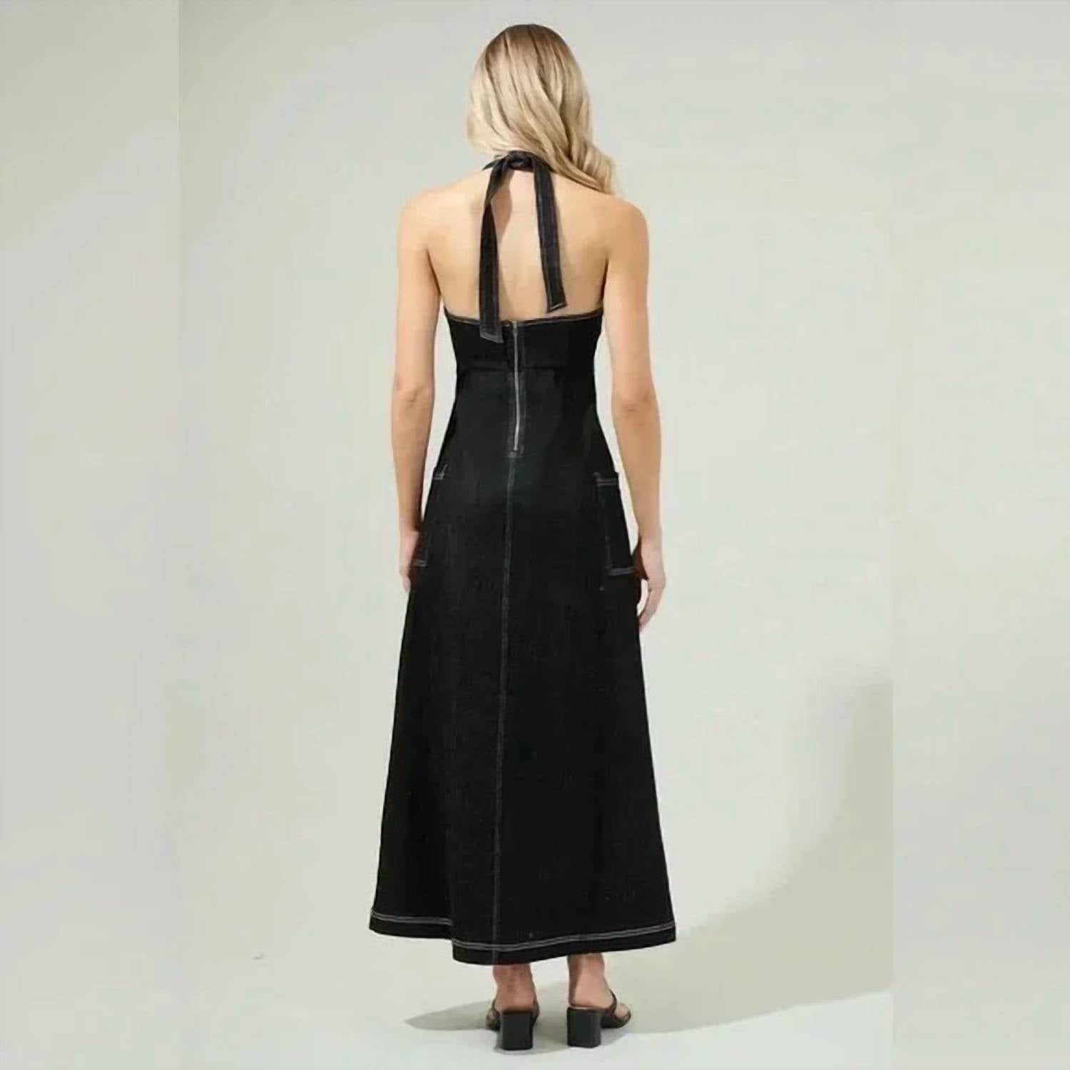 Sugarlips - Sulema Halter Denim Dress