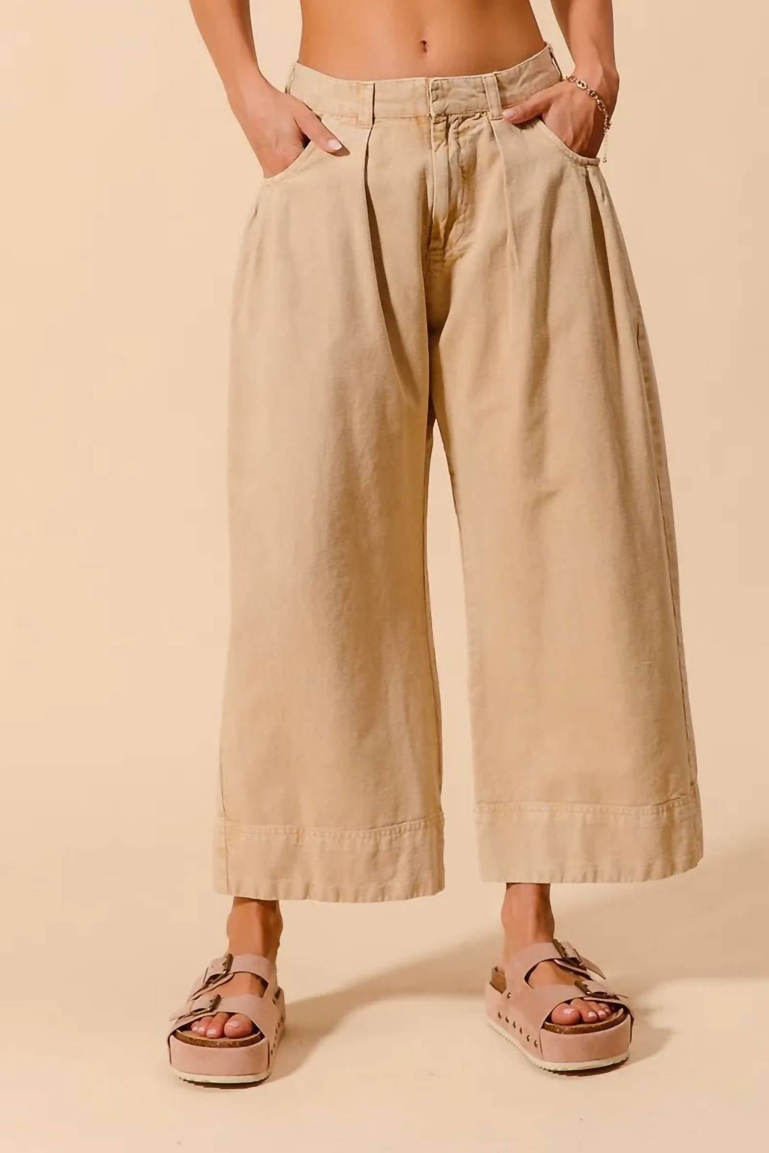 So Me - Mid Rise Wide Leg Chino Pants With Pockets