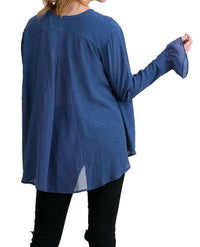 Umgee - Women's Ruffled Sleeve Keyhole Top
