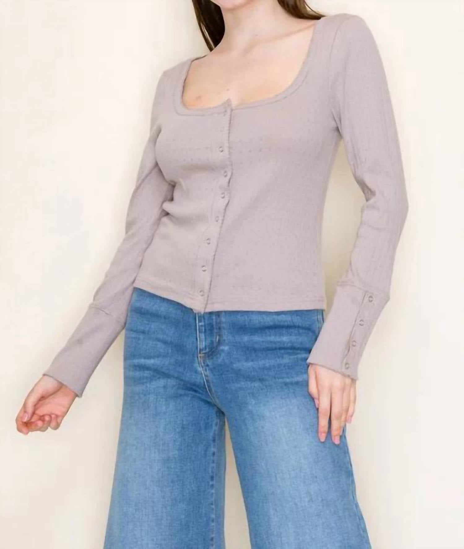 White Birch - Long Sleeve Snap Button Top