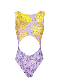 Lia Sahara - Women's Cut Out One Piece + Puffed Sleeves