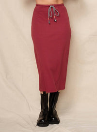 Sundry - Solid Drawstring Midi Skirt