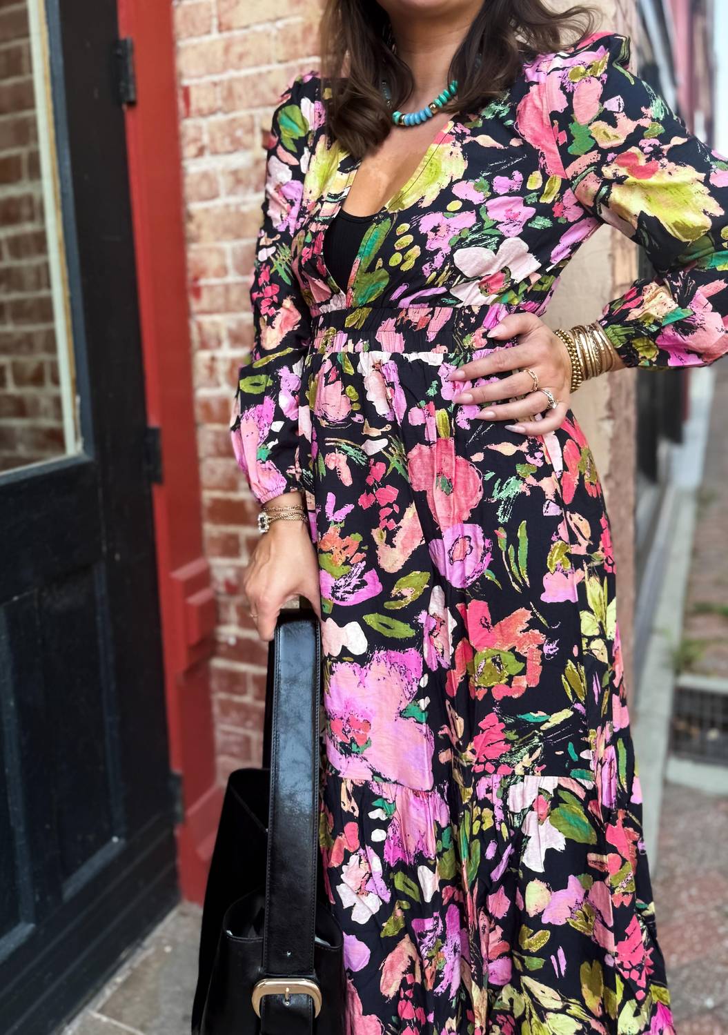 Meet Me In Santorini - Midnight Garden Maxi Dress