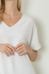 entro Solid V-neck Top in off white - women's blouse - view 4