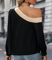 Lily Clothing - Color Blocked Off Shoulder Blouse