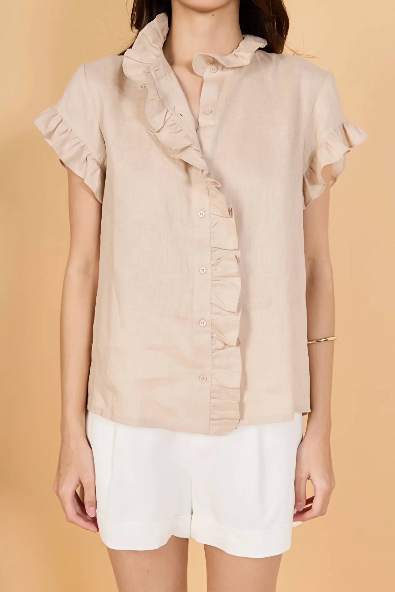 English Factory - Short Sleeve Ruffle Shirt
