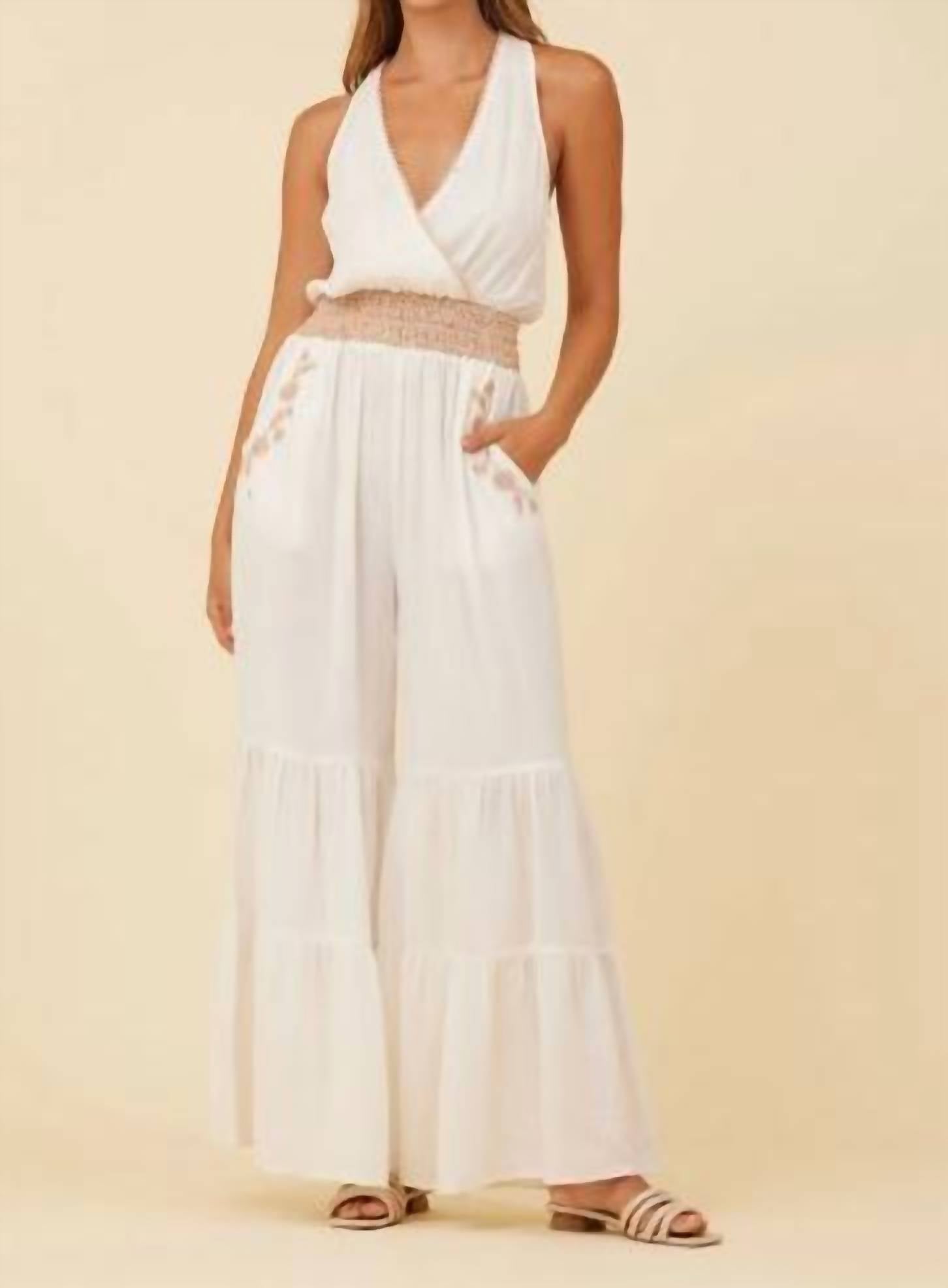 Gauze Embroidered Jumpsuit