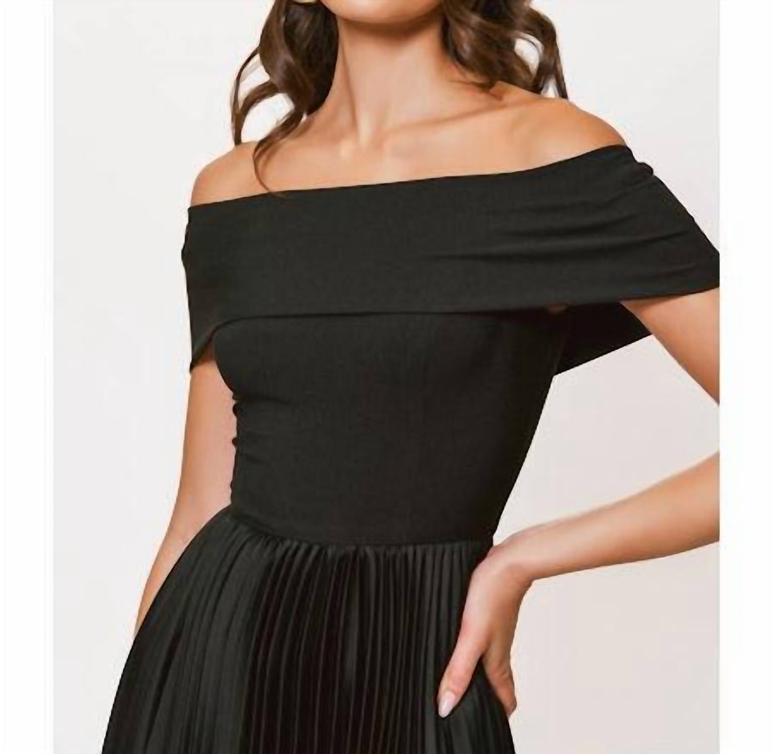 Hutch - Stockton Off The Shoulder Pleated Midi Dress