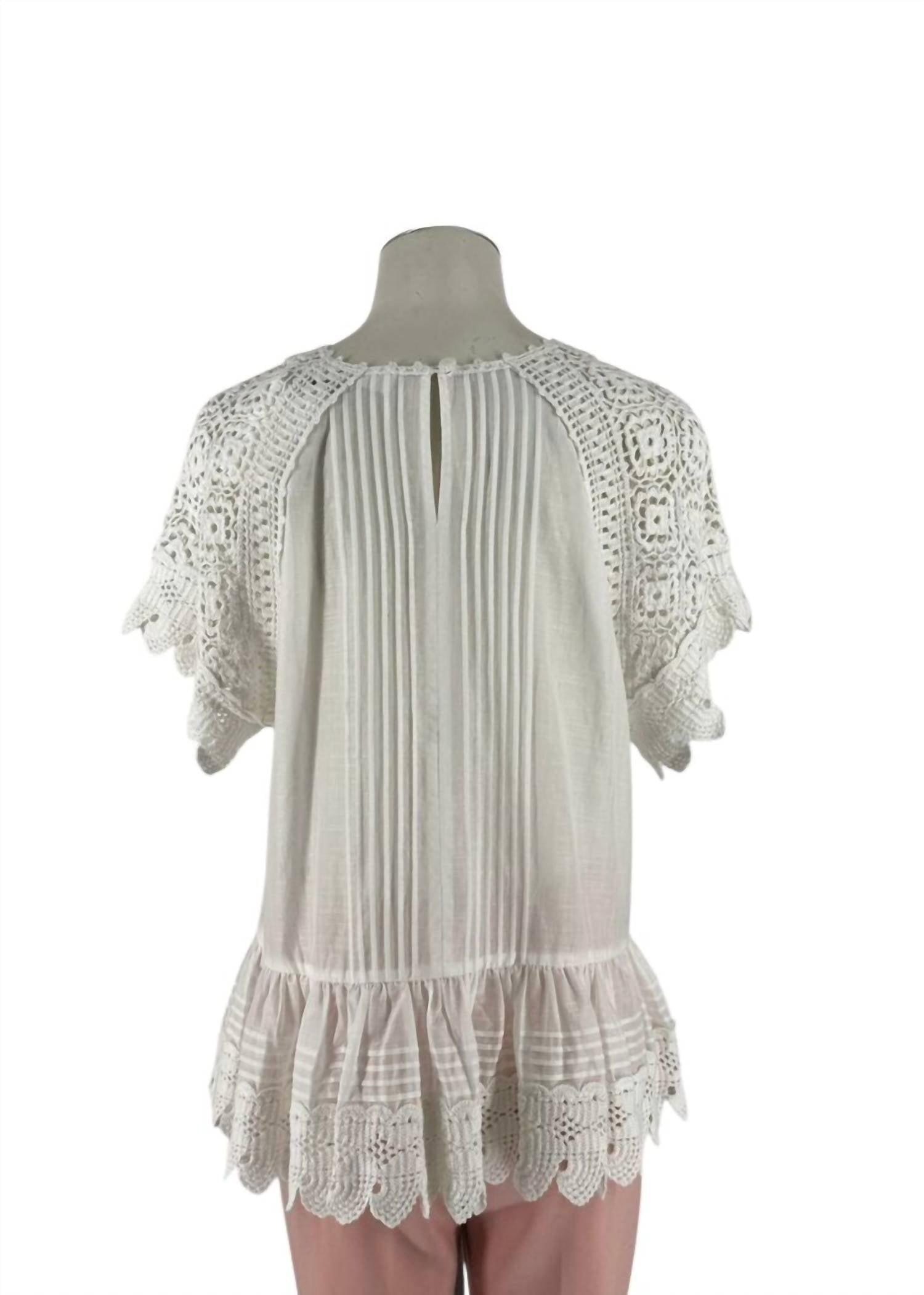 Zimmermann Aliane Crochet Sheer Top in ivory - women's blouse - alternate view