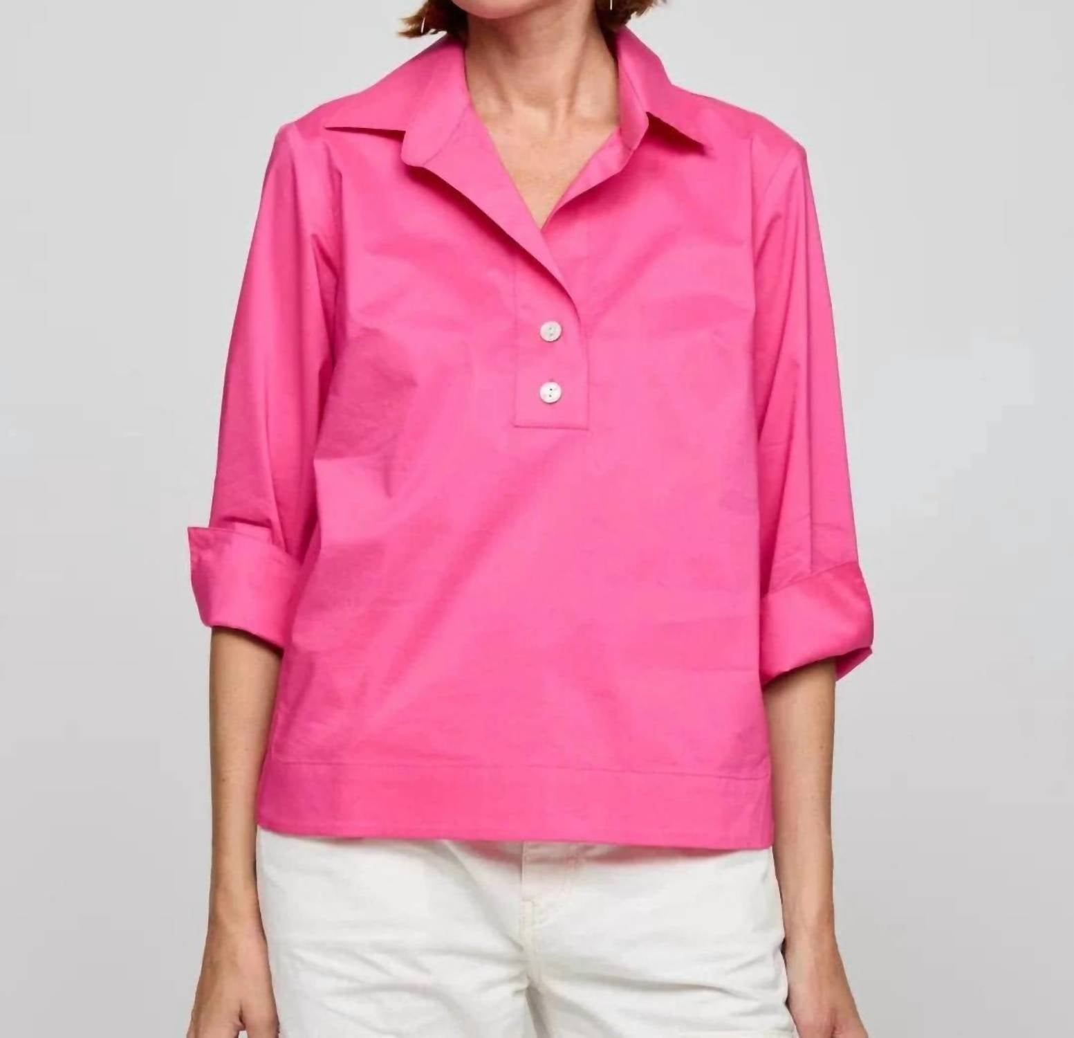 Hinson Wu - Aileen 3/4 Sleeve Button Back Top