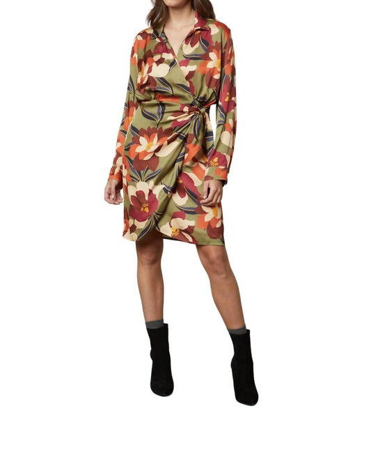 Janey Printed Satin Dress