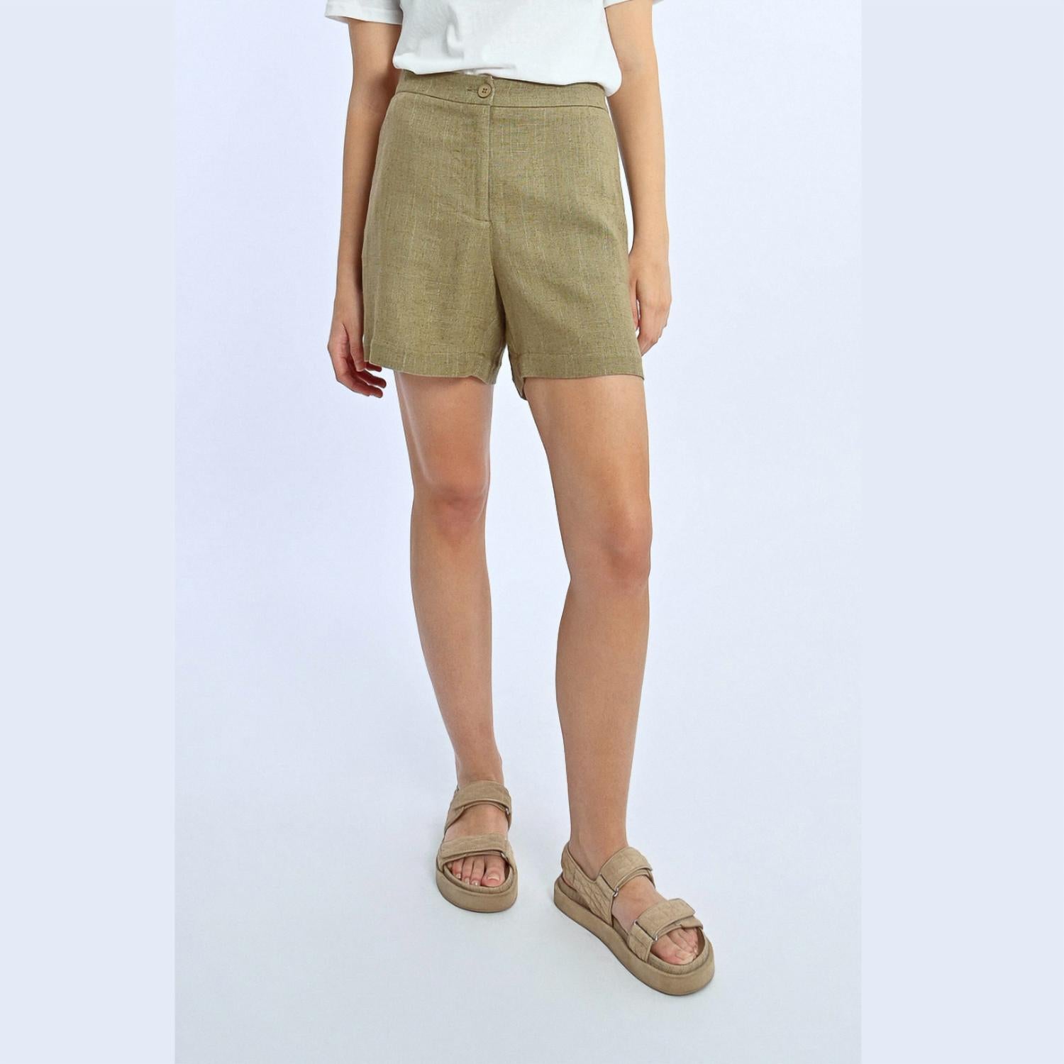 Molly Bracken - High Waist Linen Shorts