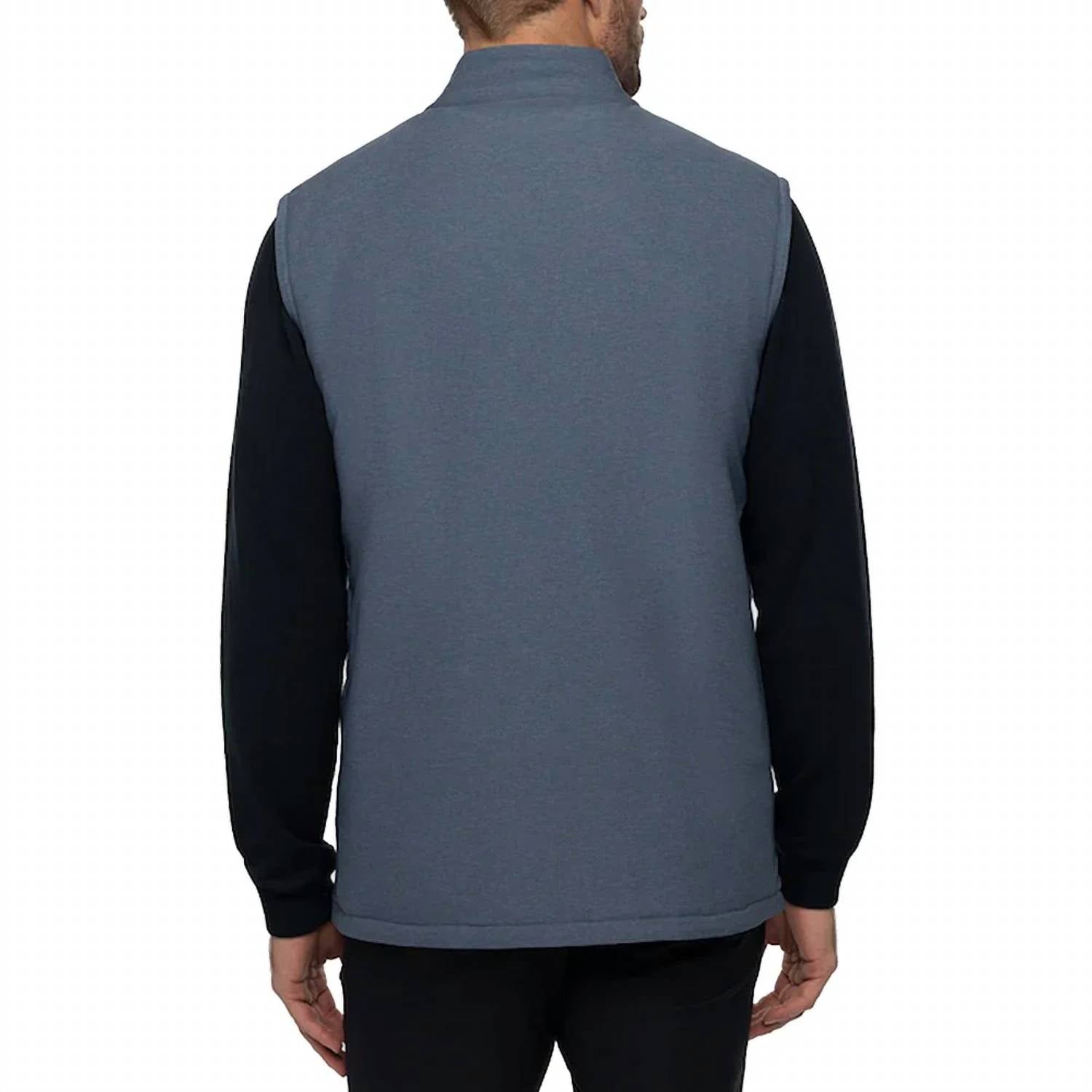 TravisMathew Men's Clear Cut Vest in insignia vintage indigo 1 - men's jacket - detail view