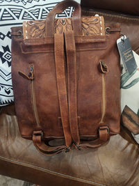 American Darling Cowhide Leather Backpack in tan - women's bag - detail view