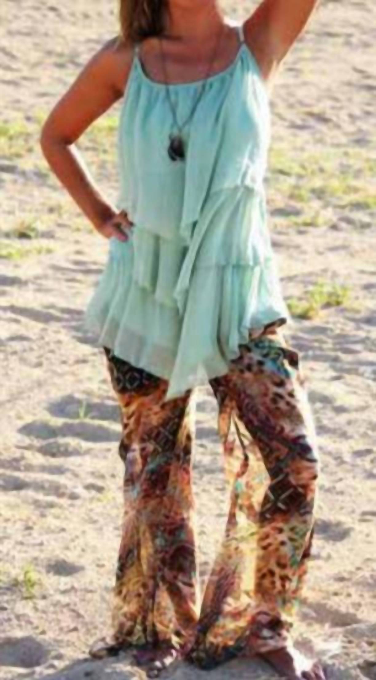 R Cinco Ranch Ruffle Flowing Tank Top in mint - women's shirt