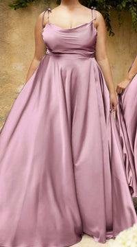 Ladivine Leg Slit Satin A-line Dress in mauve - women's dress - alternate view