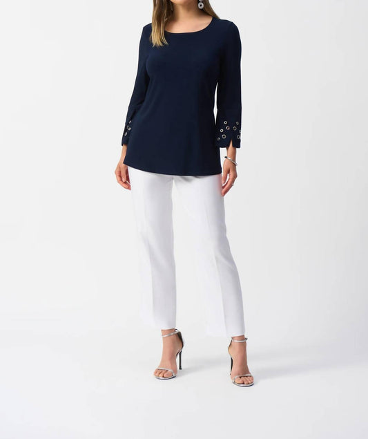 Joseph Ribkoff - Grommet Accent Flared Tunic Top