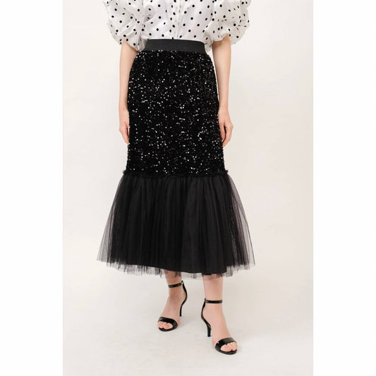 Ina - Sequins Maxi Skirt with Tulle Layers