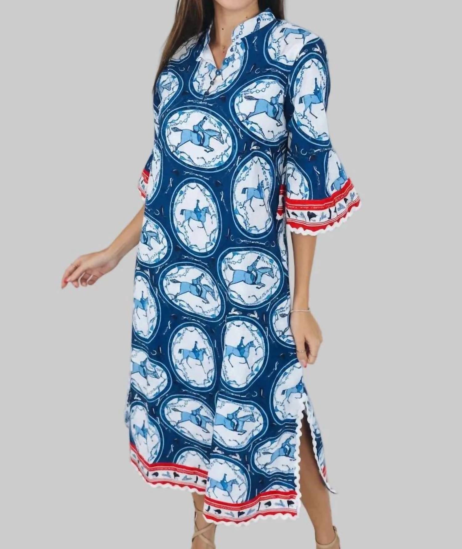 IslaPayal Como Midi Dress in cheval navy - women's dress - detail view