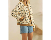 Veveret - Printed Contrast Button Down Sweater