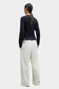 Cordera Merino Wool Gathered Cardigan in anthracite - women's cardigan - alternate view