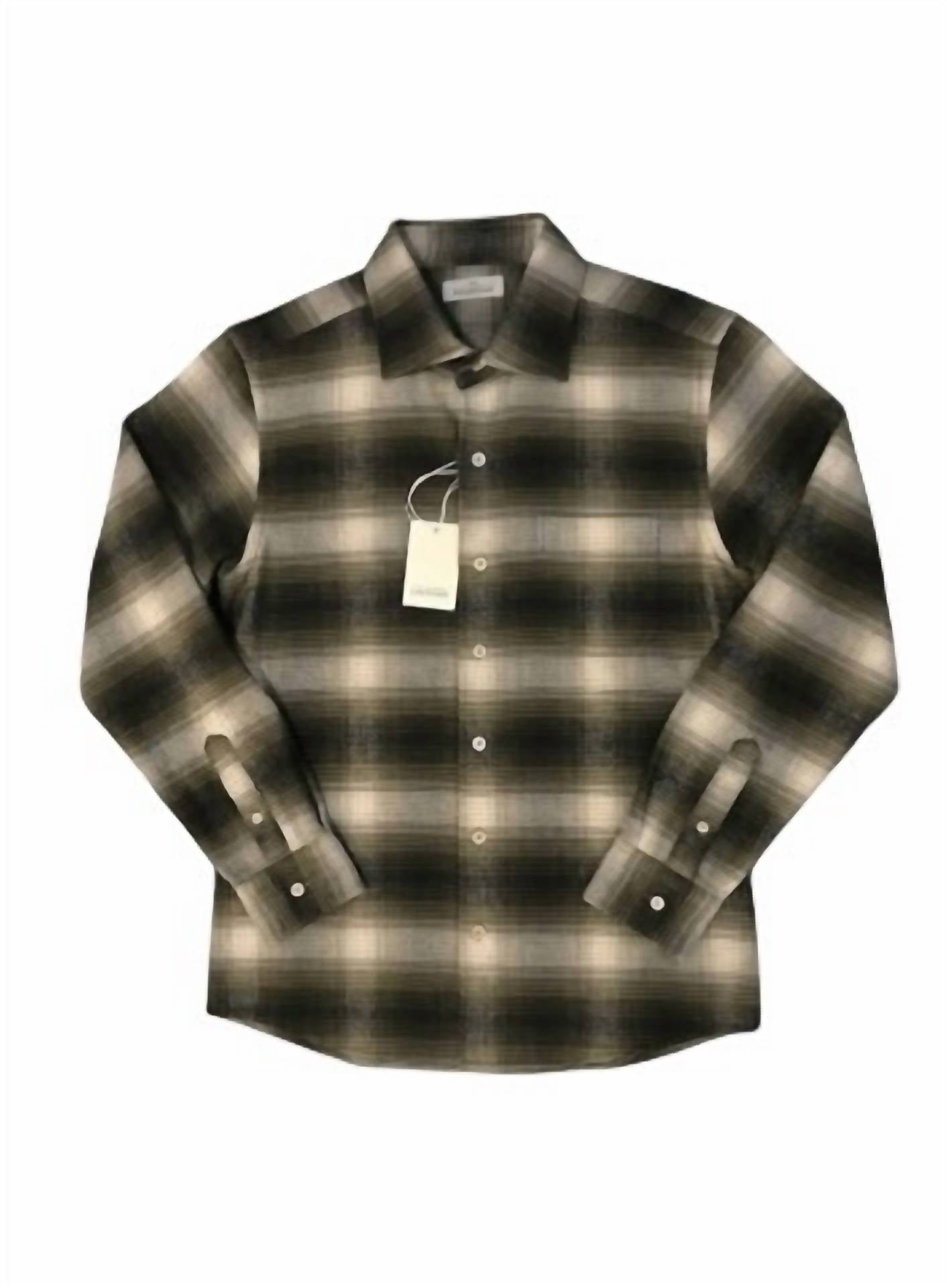 Gherardi Men's Button Up Shirt in black beige - men's shirt