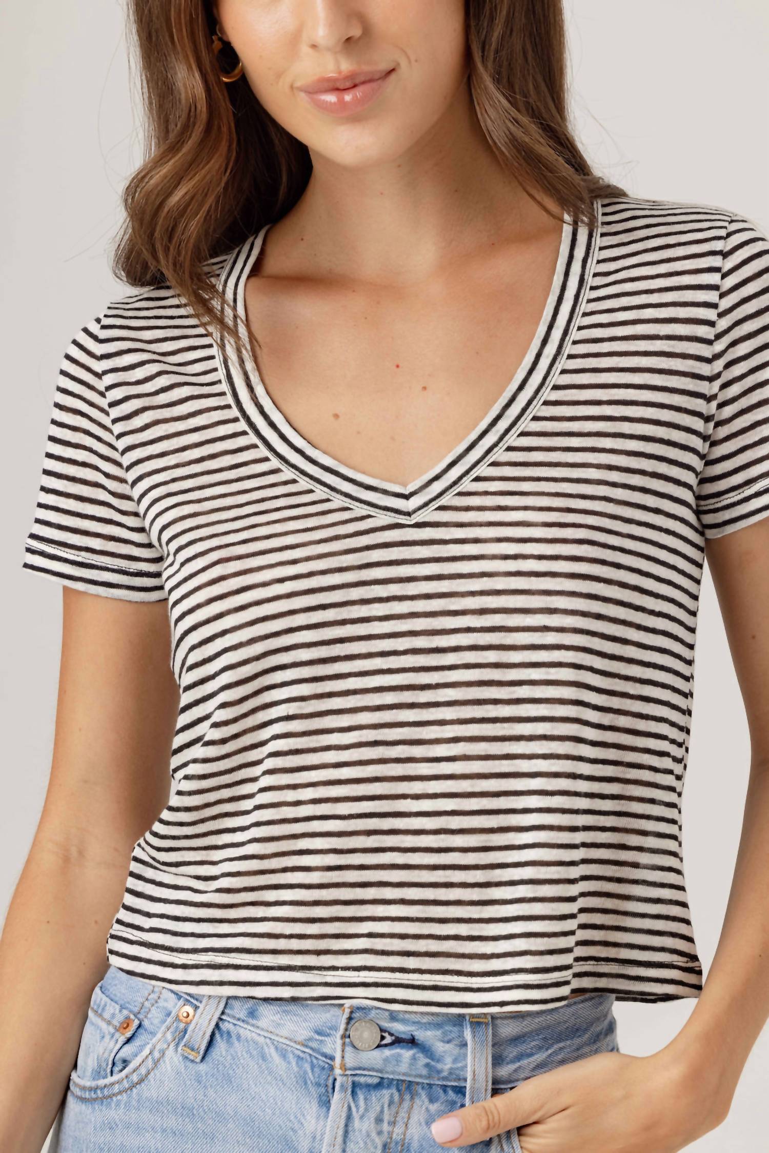 Sundays - Stripe Linen Sister Tee