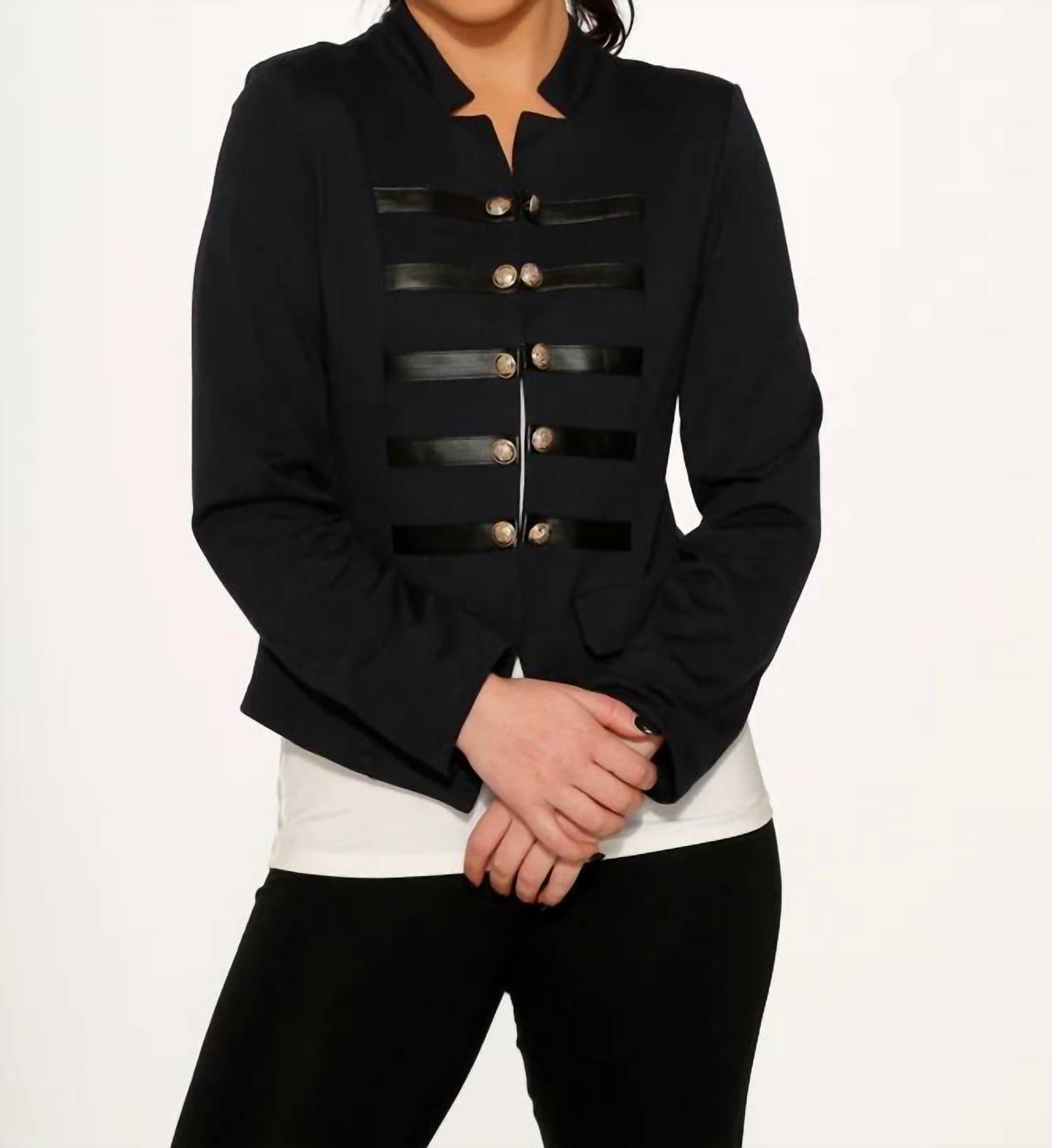 Orchid Bloom - Faux-leather Strap Blazer Jacket