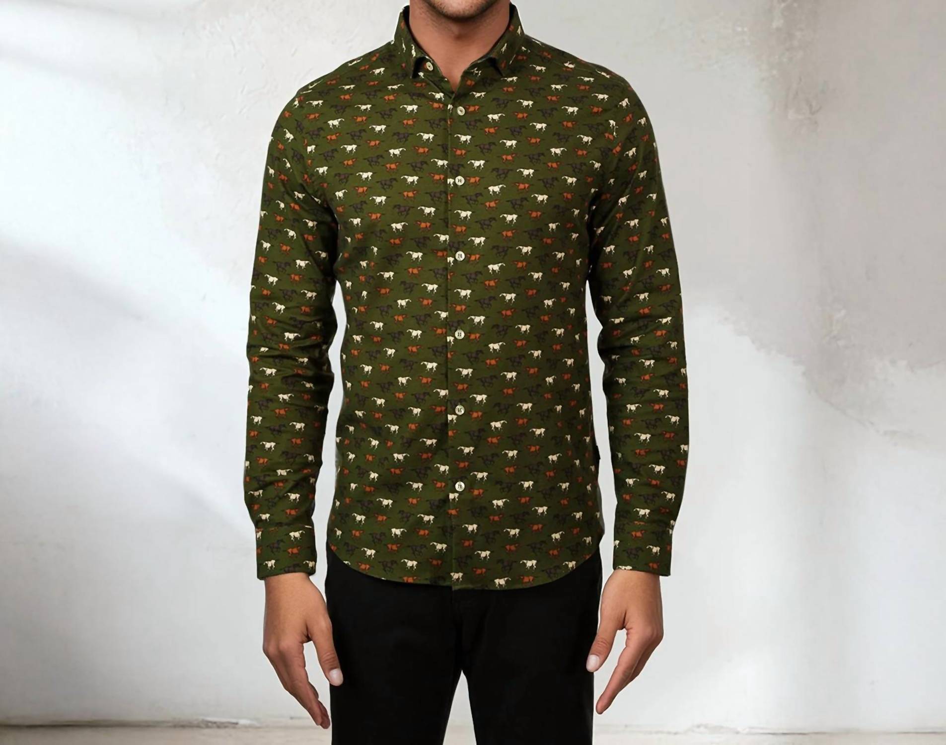 Stone Rose - Printed Wild Stallions Long Sleeve Shirt