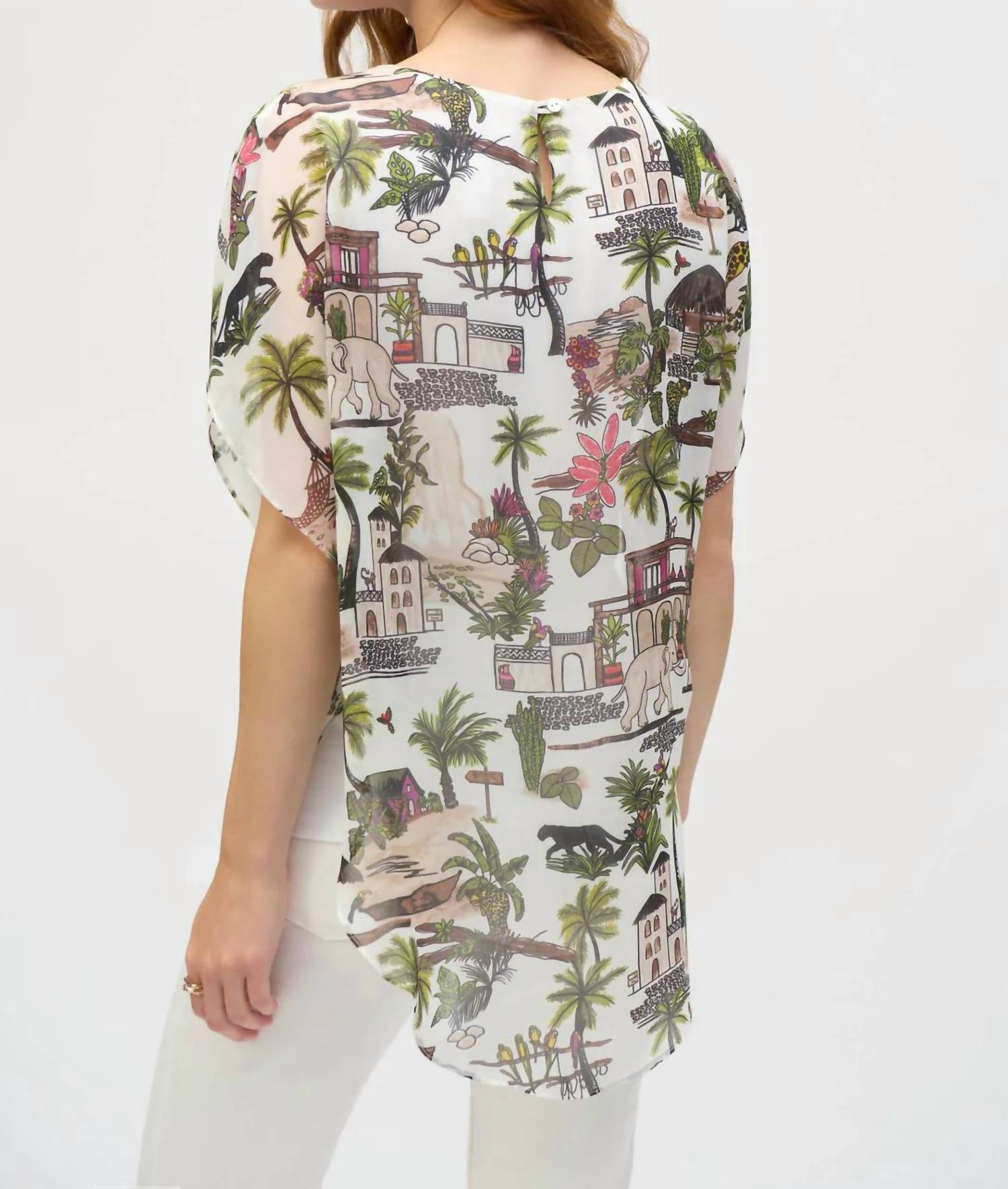 Joseph Ribkoff - Tropical Print Poncho Style Top