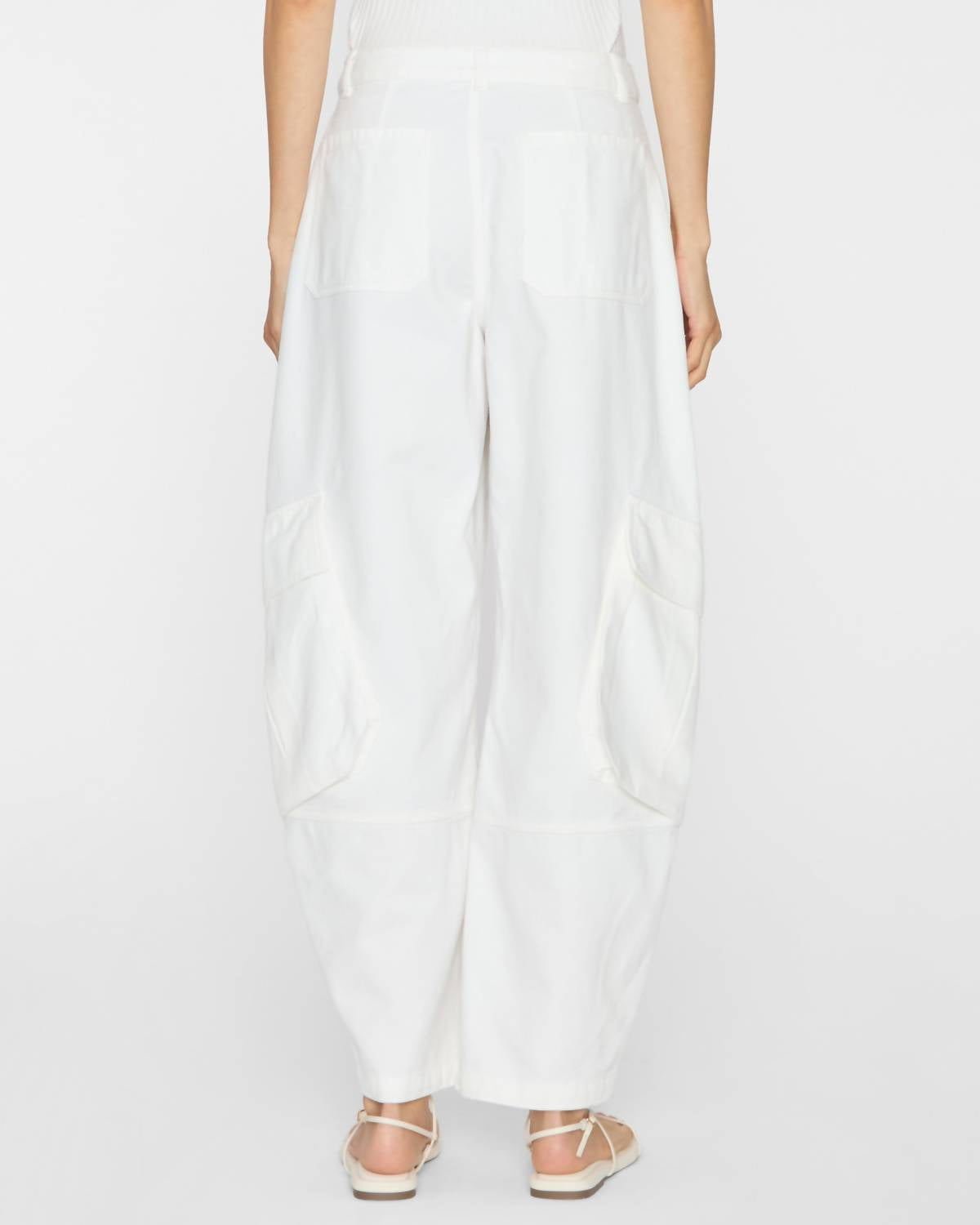 FRAME Bubble Cargo Pants in white 1 - women's pants - detail view