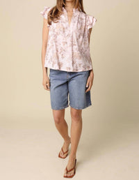Olivaceous - Regina Floral Ruffle Blouse