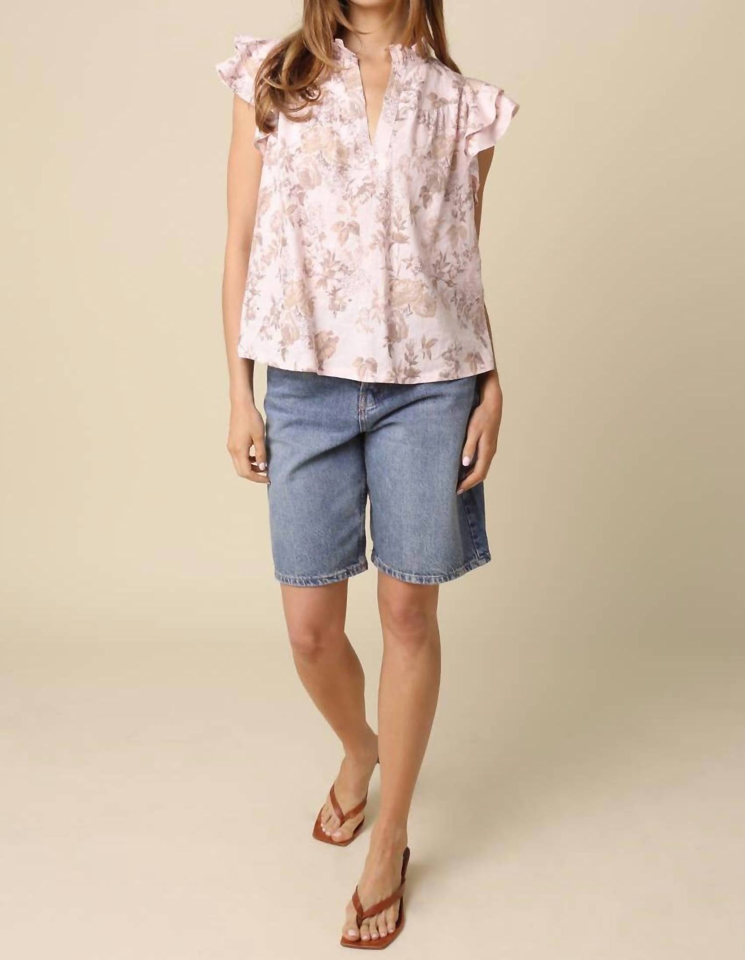 Olivaceous - Regina Floral Ruffle Blouse