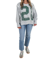 Ee:Some - Faded Varsity Print Pullover Top