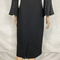 Lela Rose Women’s Bell Sleeve Wool Crepe Midi Dress in black - women's dress - view 6