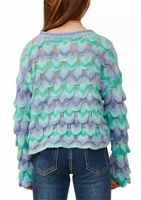 Hayden Girls - Jewel Detailed Scale Knit Pullover Sweater