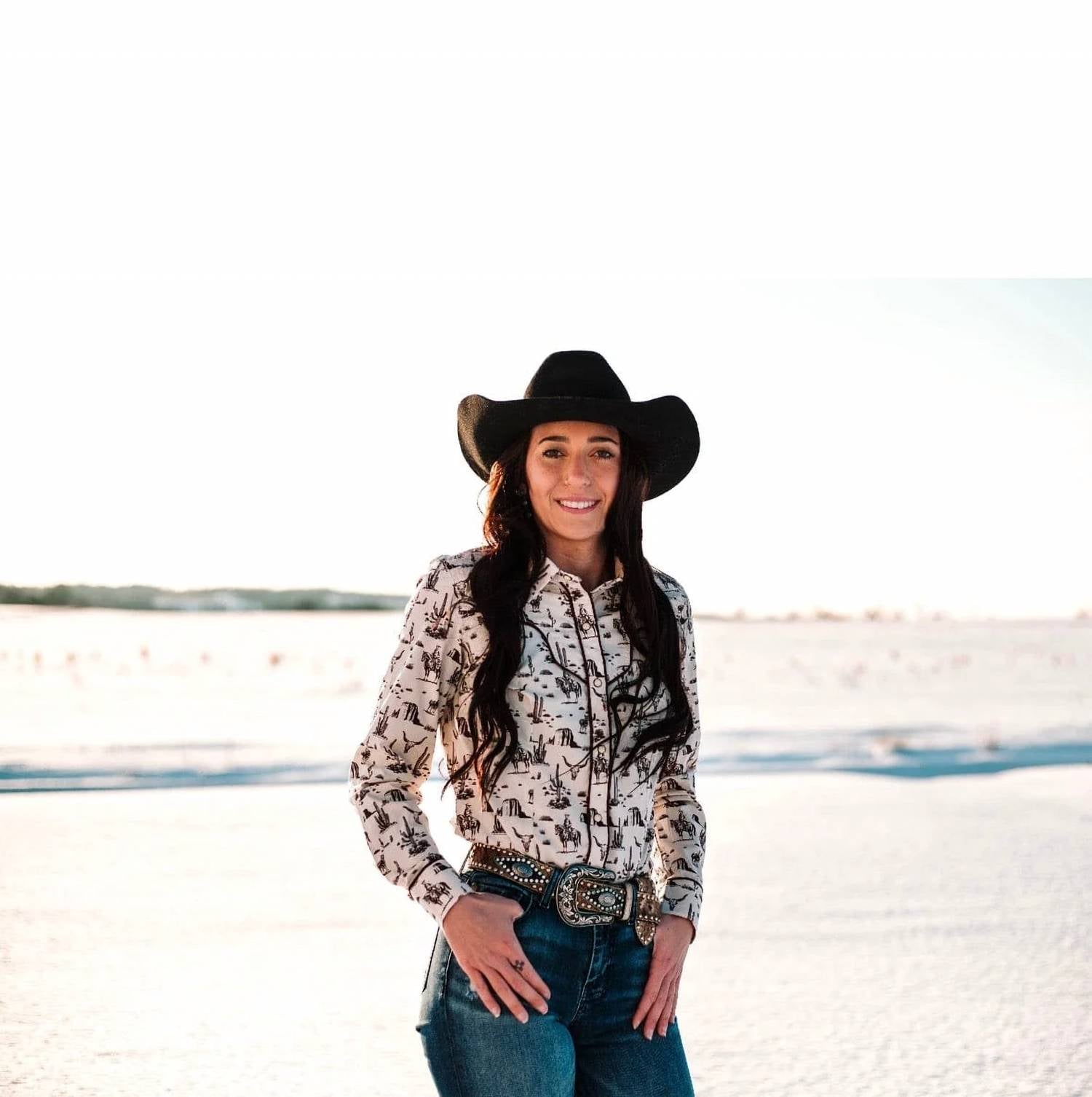 Rock & Roll Cowgirl - Wild West Print Western Shirt