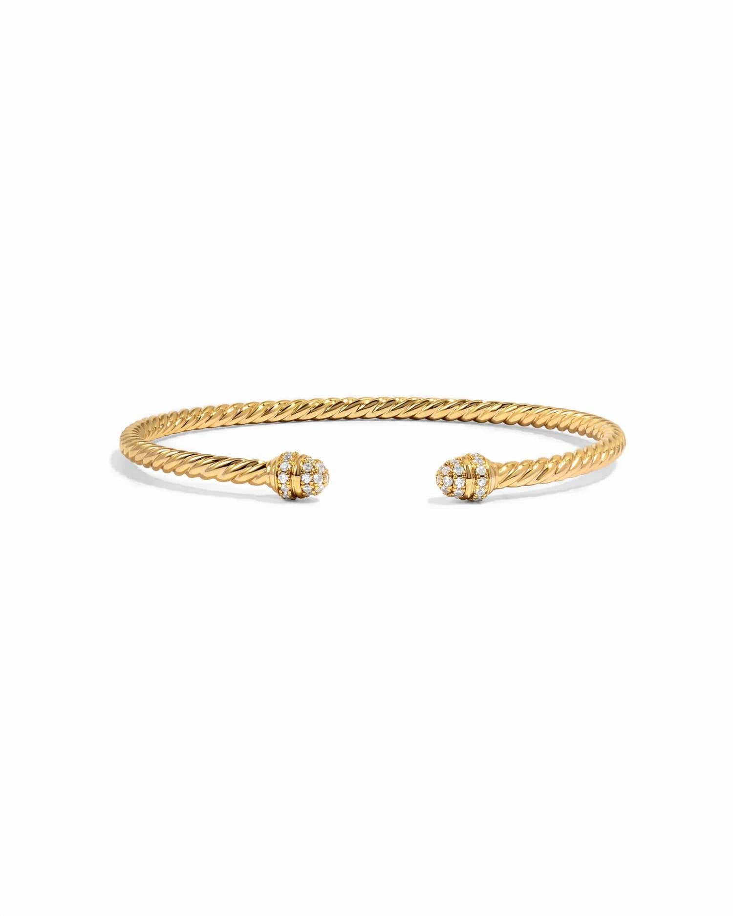 Sami Jewels - Twisted Bangle Cuff With Cubic Zirconia - 6.75