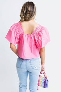 Karlie - Solid Poplin Square Neck Top