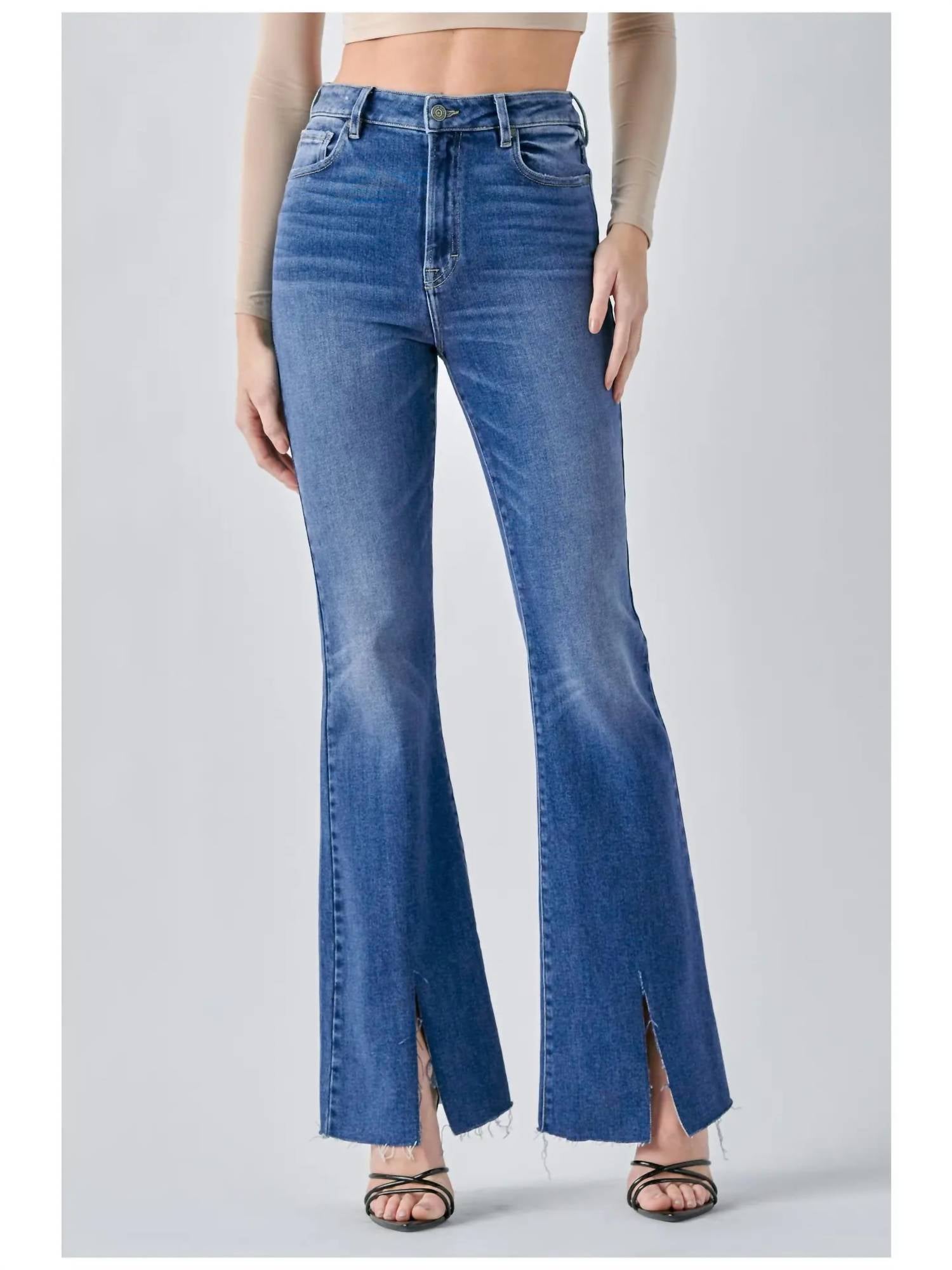 Hidden - Diva Front Slit Flare Jeans