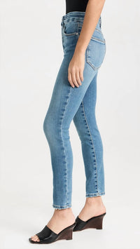 GOOD AMERICAN Good Legs Crop Partial Exposed Button Fly Jeans in indigo564 - women's jeans - alternate view