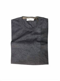 Gran Sasso Men's Classic Crew Neck Shirt in blue - men's long sleeve top - detail view