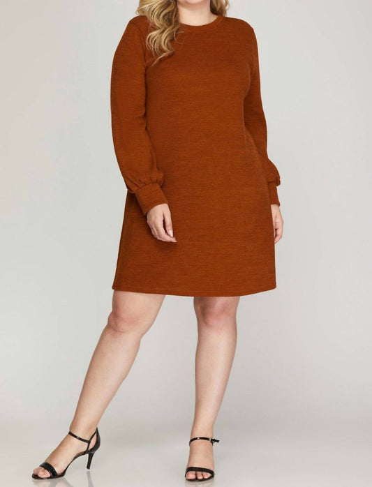 She + Sky - Long Sleeve Knit Dress - Plus
