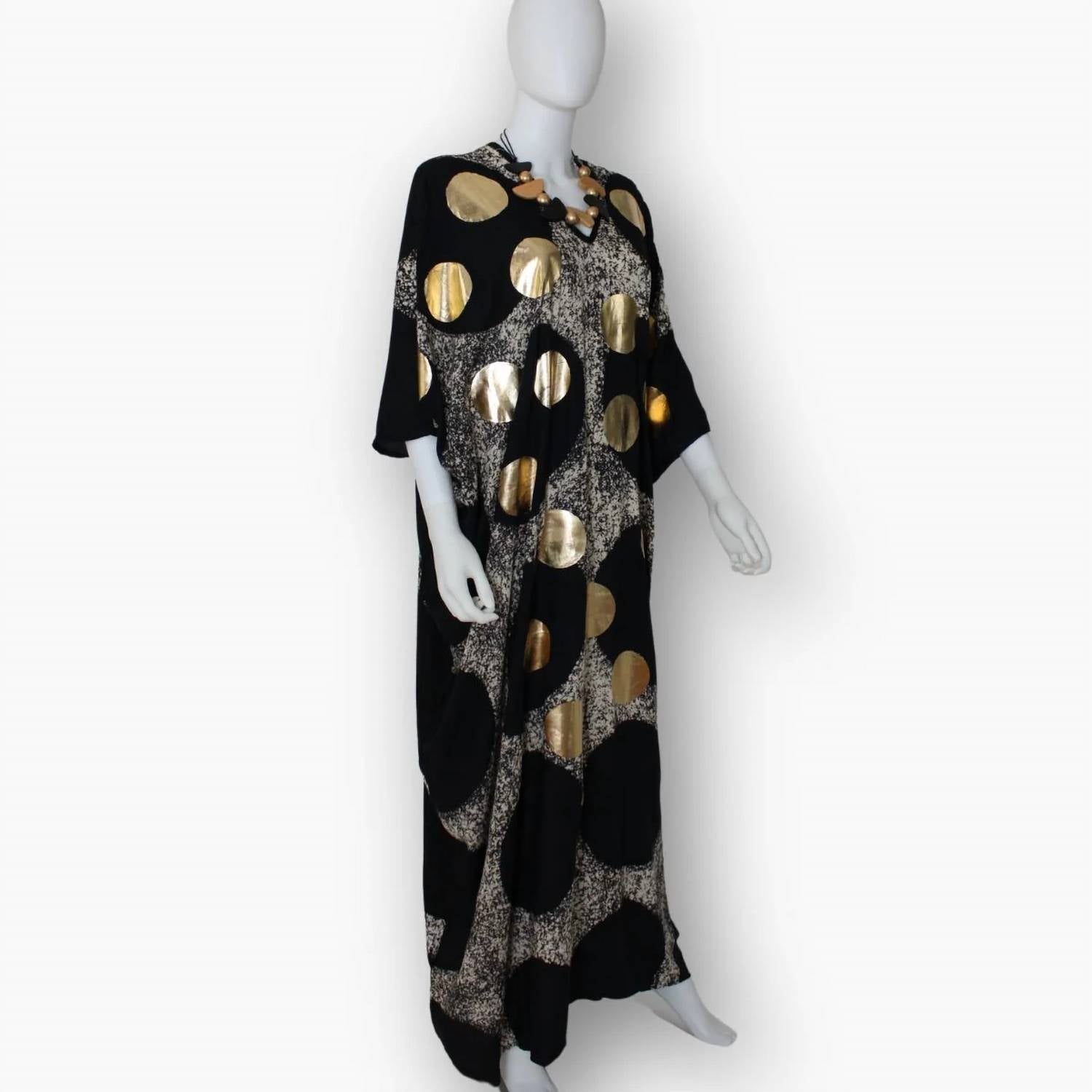 Sylca Designs - Women's V-Neck Polka Dot Caftan