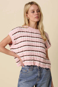Olivaceous - Laci Striped Textured Knit Vest