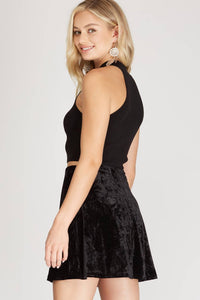 She + Sky - Velvet Mini Skater Skirt
