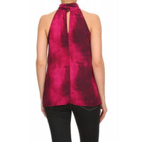 Ariella - High Neck Tie-dye Keyhole Top