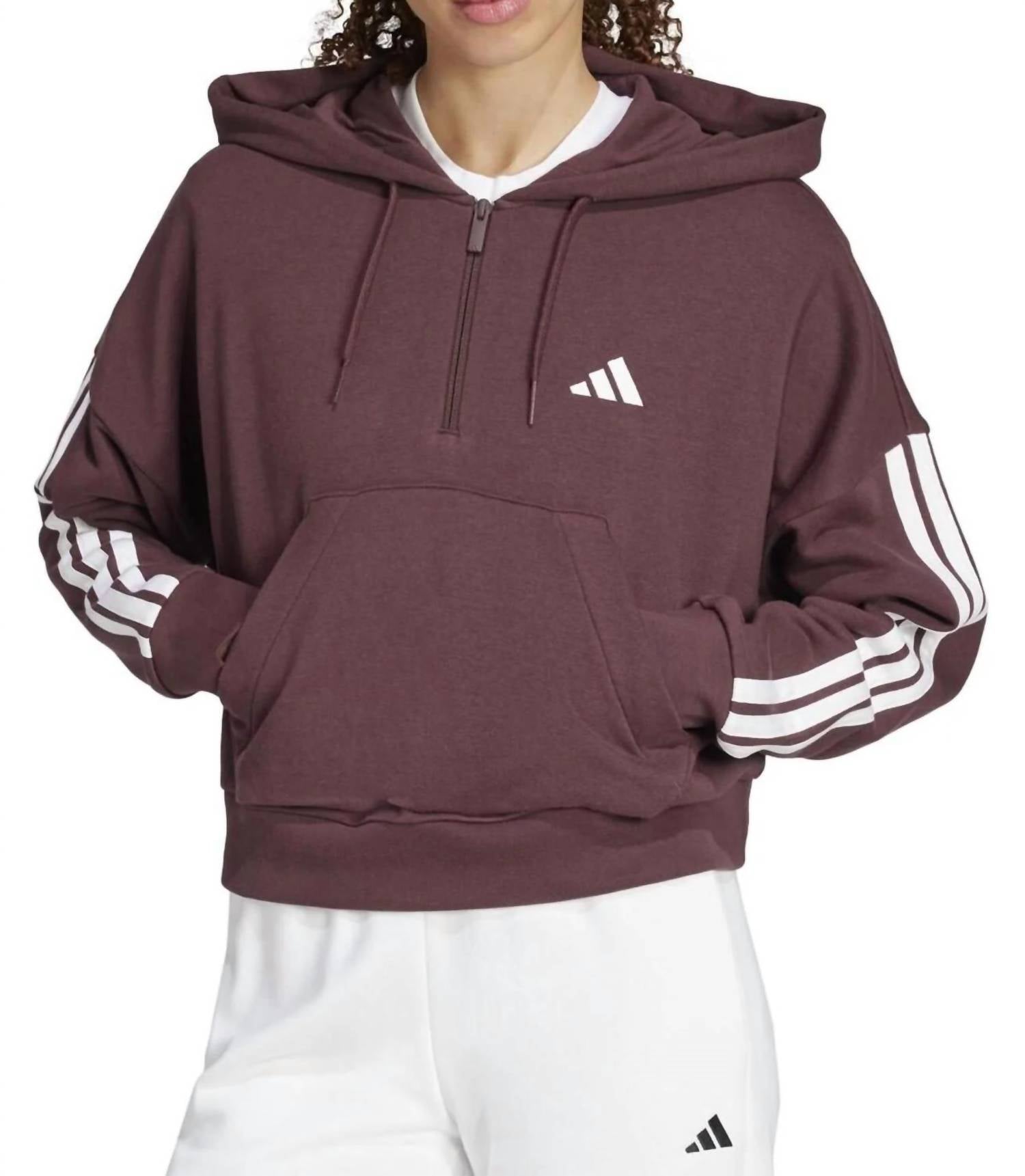 Adidas - Essentials 3-stripes French Terry Quarter-zip Hoodie