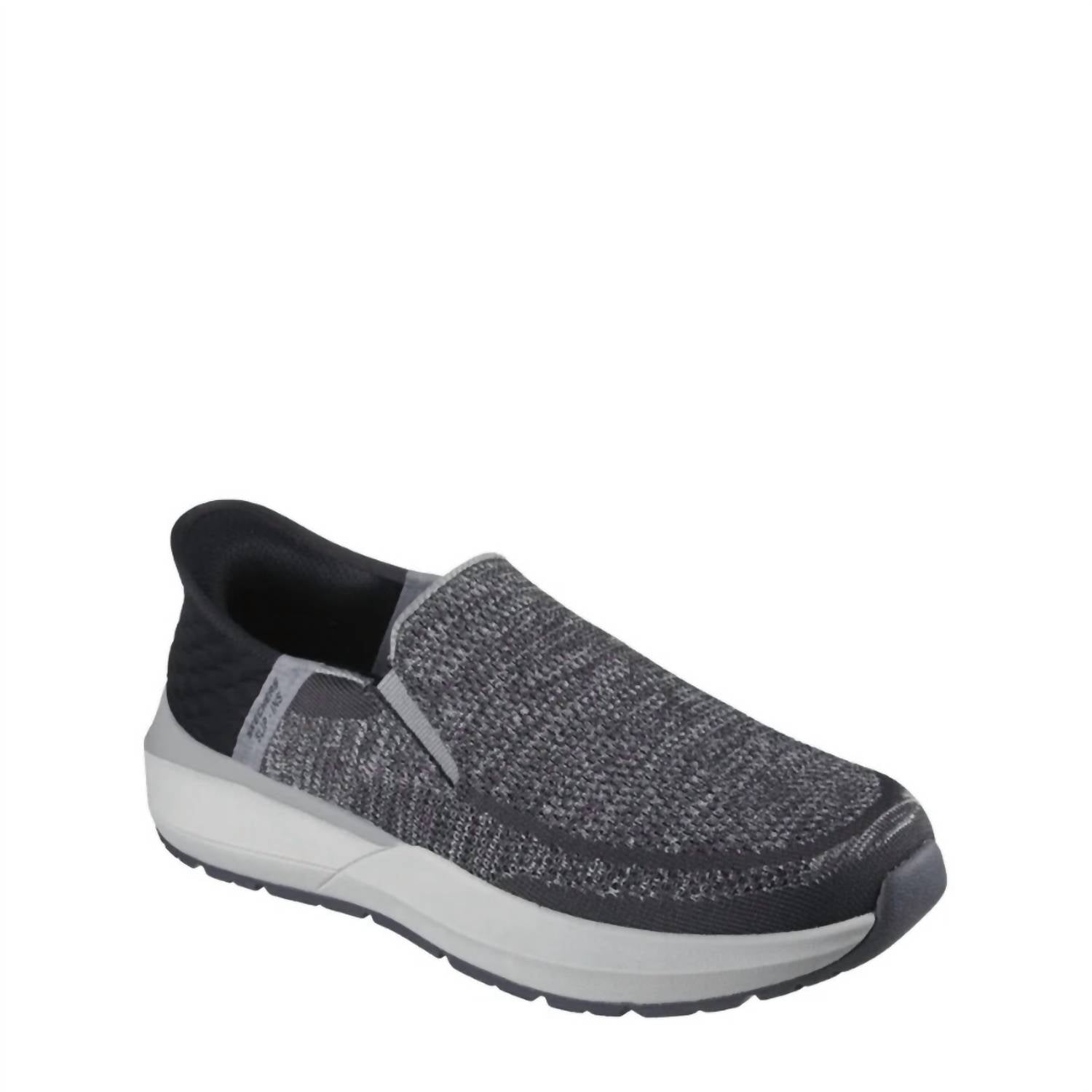 Skechers Men's Neville Shoes in charcoal grey - men's loafer - detail view