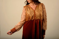 mystree Velvet Mix Mini Dress in gold brown - women's dress - view 4